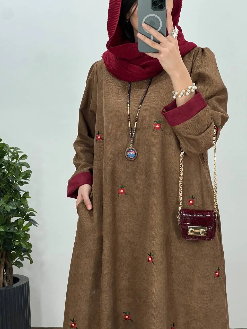 پیراهن مانتویی گلدوزی بهین